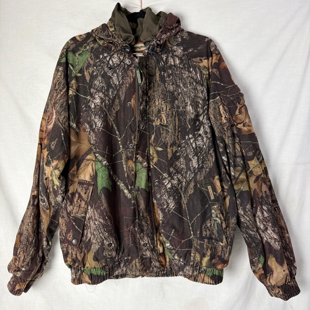 Remington Mens Camouflage Jacket Size L Zip Up Lined Coat Detachable Hood